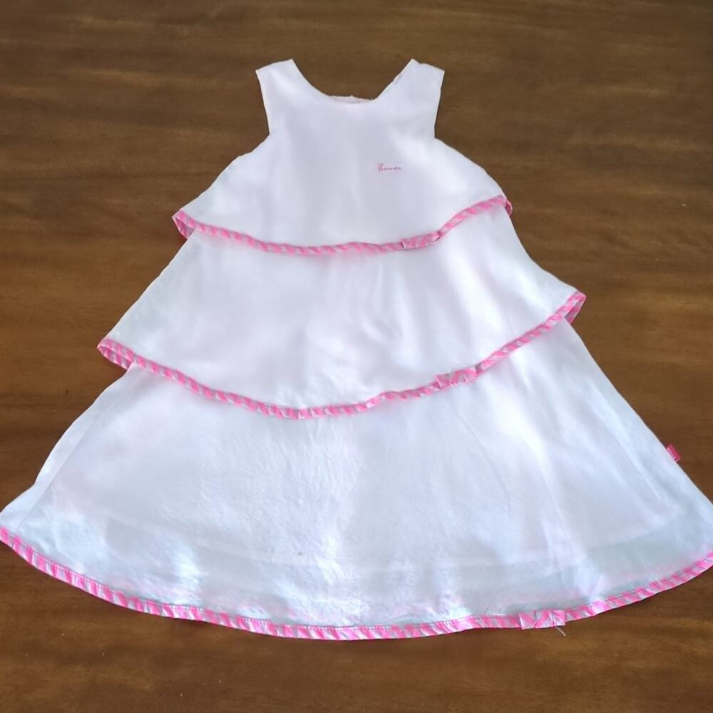 Escada toddler girl tiered pink dress 100% cotton size 3 NEW - Tags